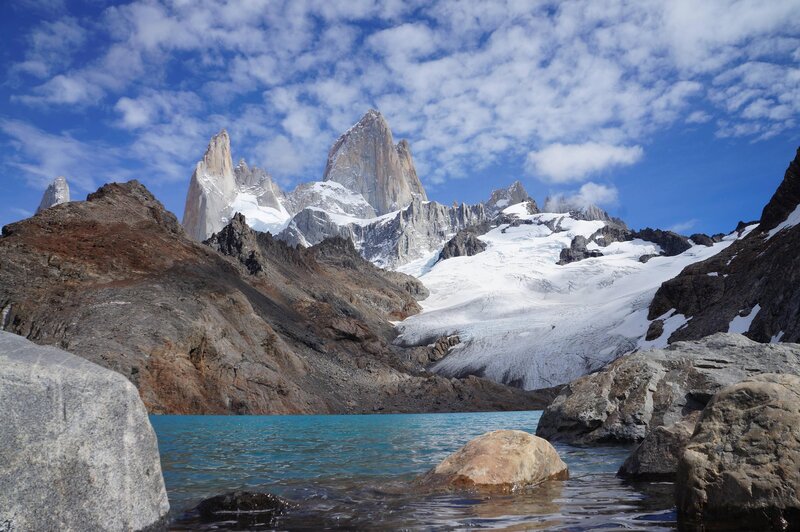 Mountain Peak and Lake — Blue, Dramatic, Afternoon