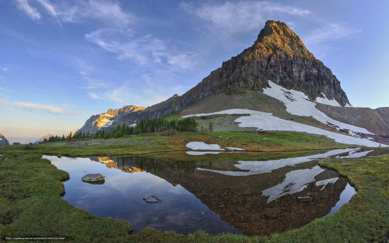 Mountain Peak and Pond — Blue, Serene