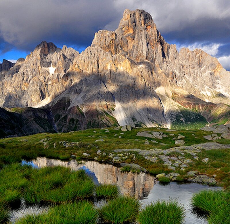 Mountain Peak and Pond — Green