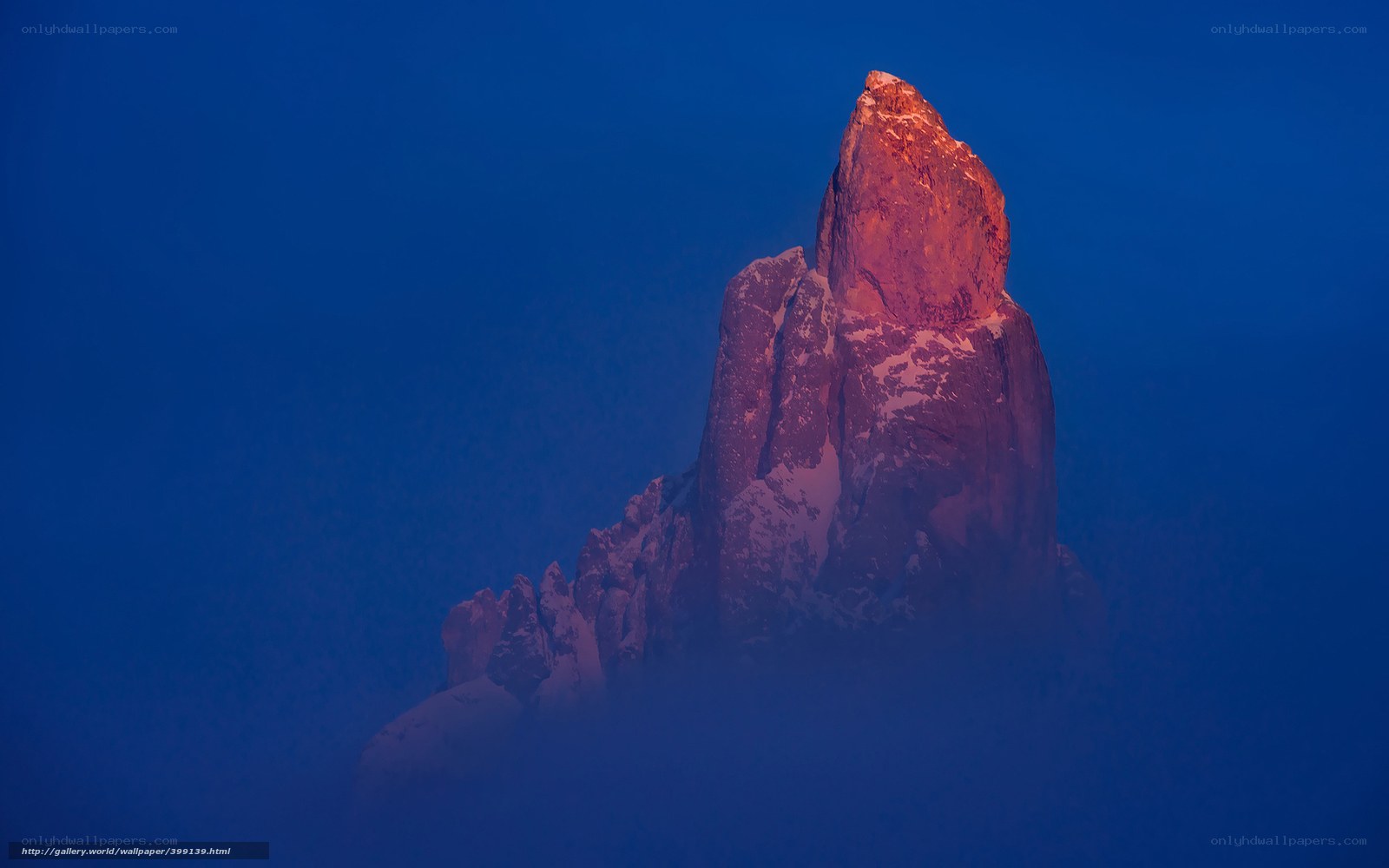 Mountain peak at dawn
