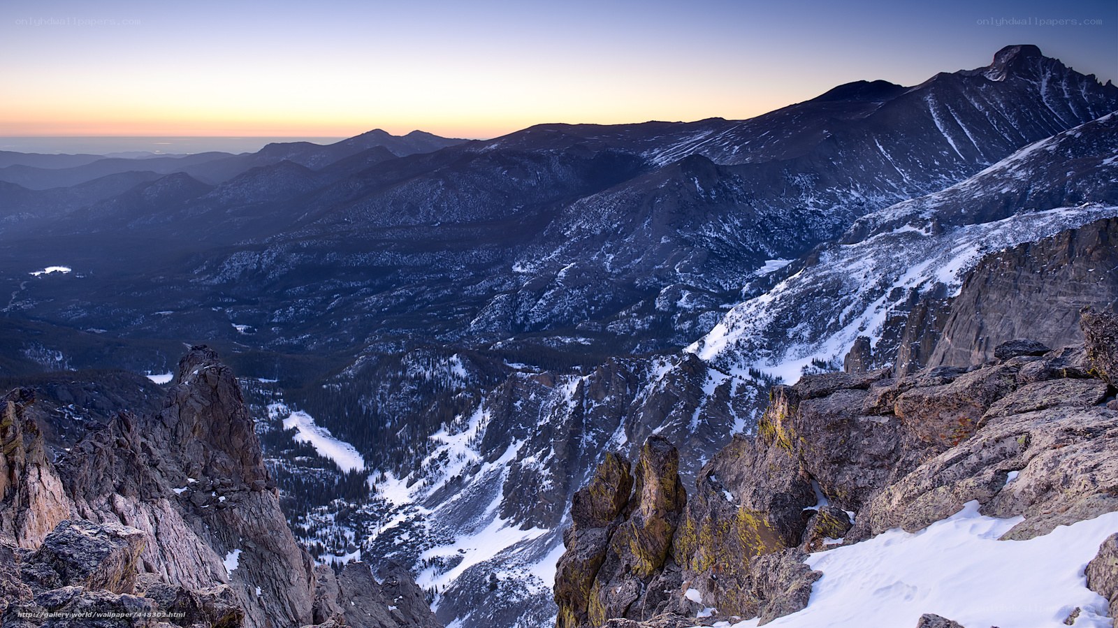 Mountain peak at dawn