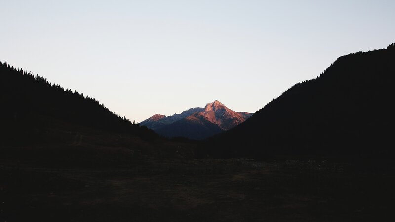 Mountain Peak at Dusk — Black, Serene