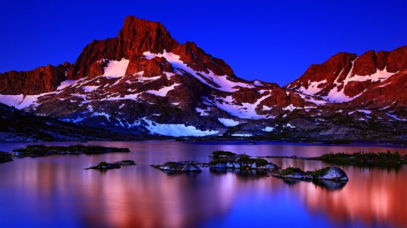 Mountain Peak at Dusk — Blue, Dramatic