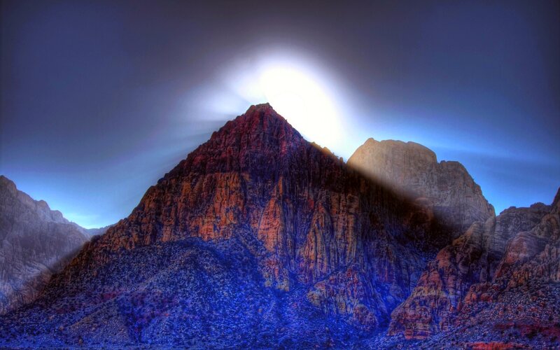 Mountain Peak at Dusk — Blue