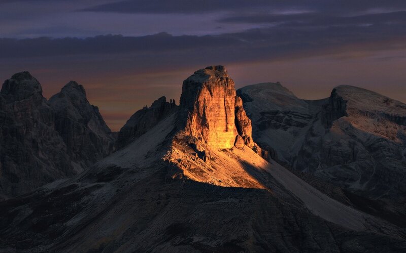 Mountain Peak at Dusk — Orange