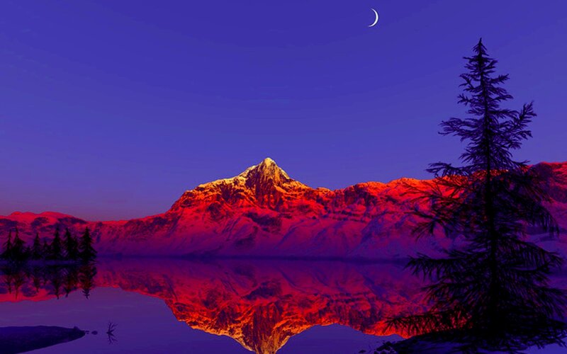 Mountain Peak at Dusk — Purple