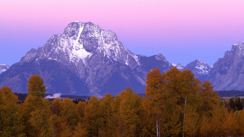 Mountain peak at dusk
