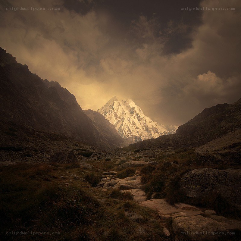 Mountain peak at golden hour