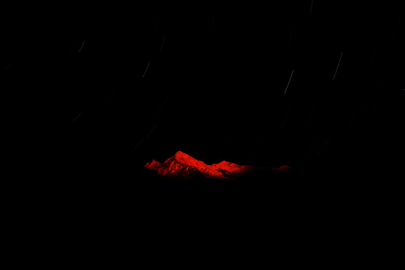 Mountain Peak at Night — Black, Dramatic, Photograph