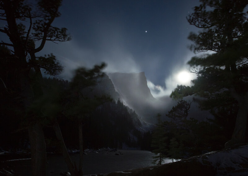 Mountain Peak at Night — Black