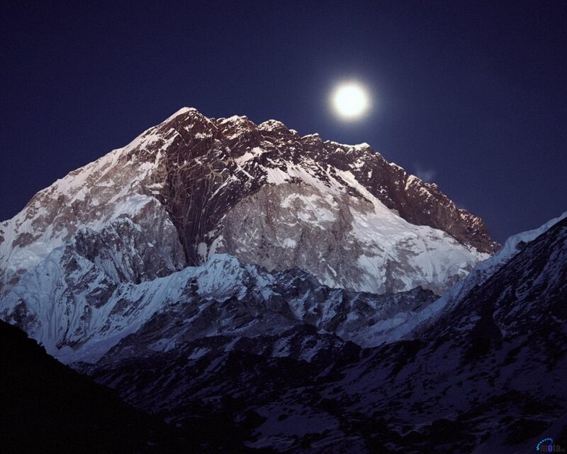 Mountain Peak at Night — Blue