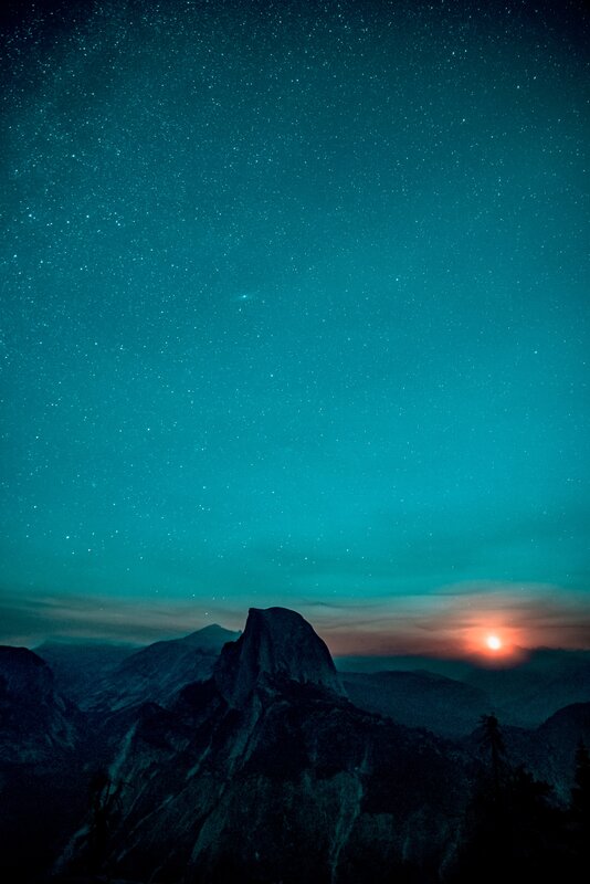 Mountain Peak at Night — Teal