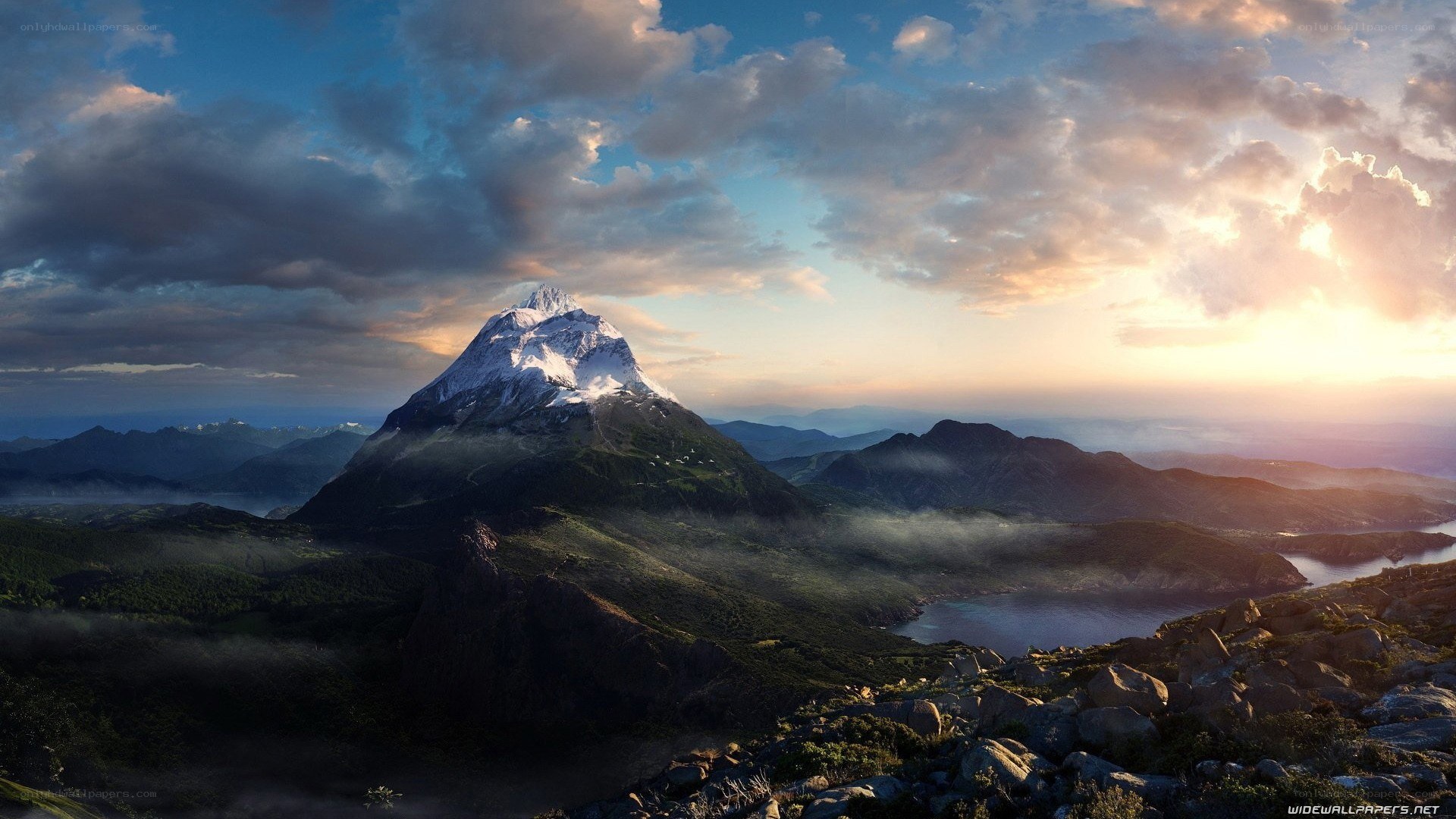 Mountain peak at sunrise