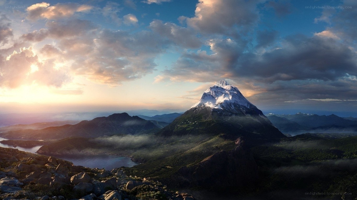 Mountain peak at sunrise