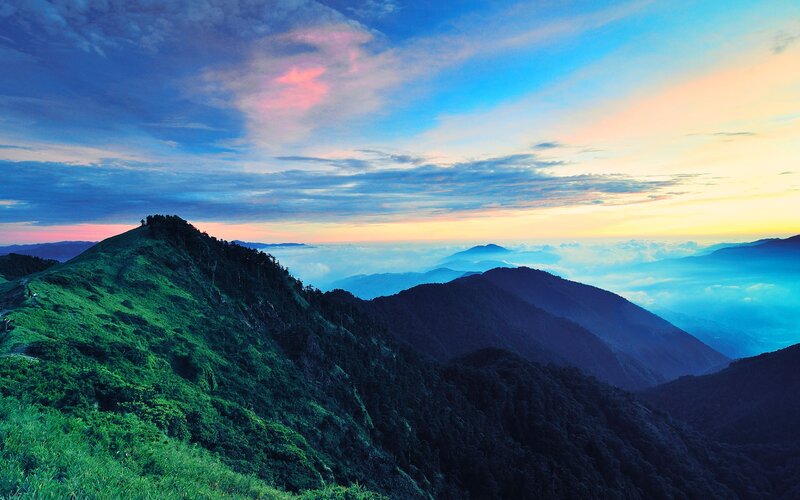 Mountain peak at sunrise