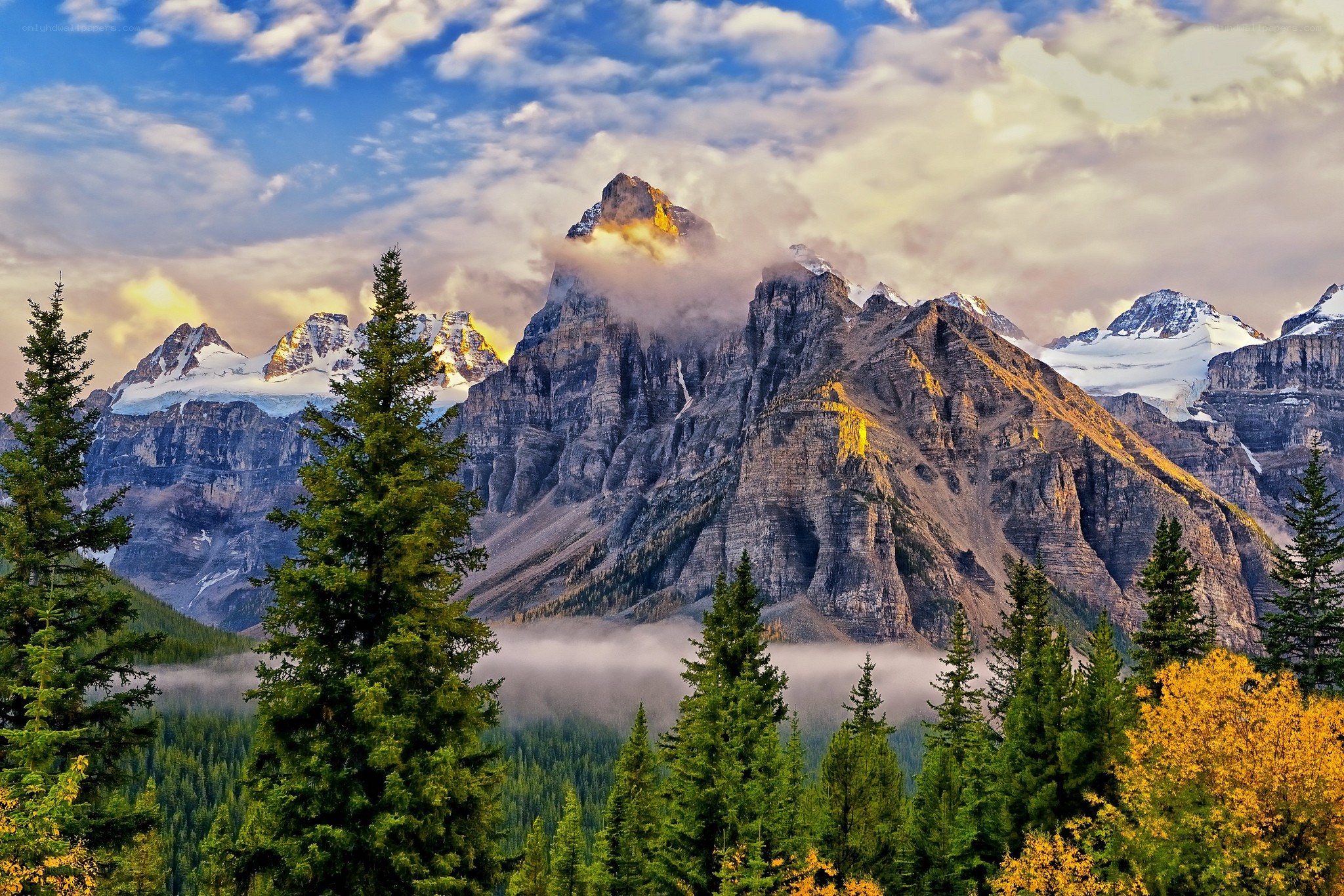 Mountain peak at sunrise