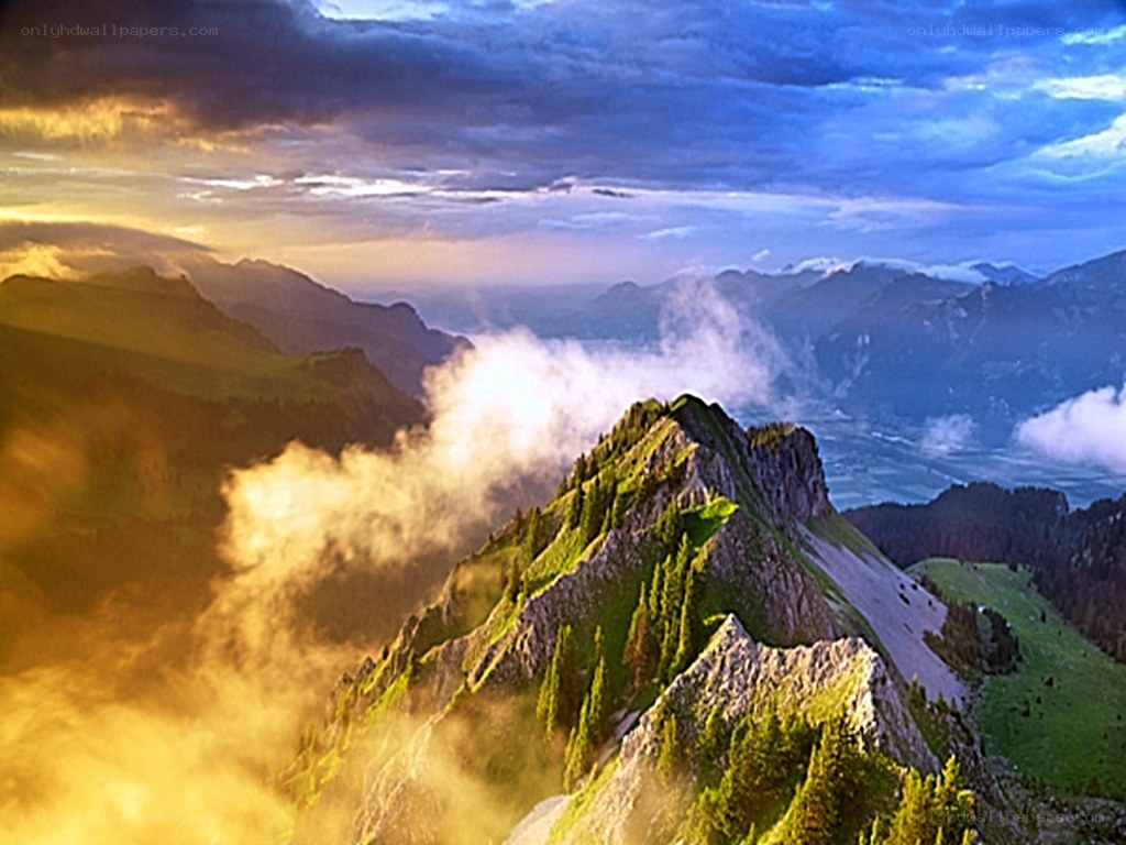Mountain peak at sunrise