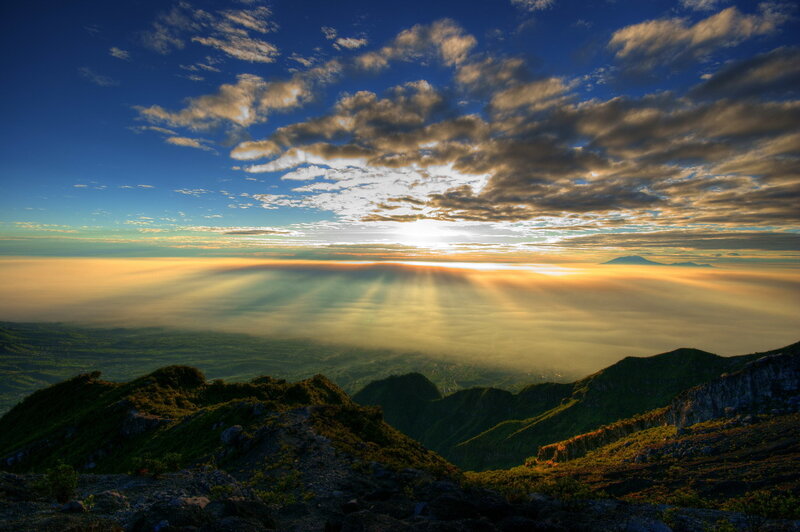 Mountain Peak at Sunrise — Blue
