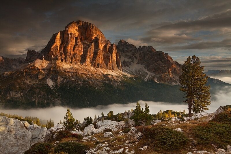 Mountain Peak at Sunrise — Brown, Dramatic