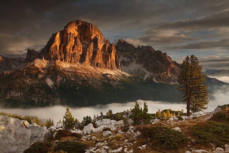 Mountain Peak at Sunrise — Brown