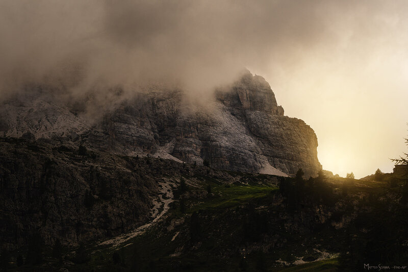 Mountain Peak at Sunrise — Gray