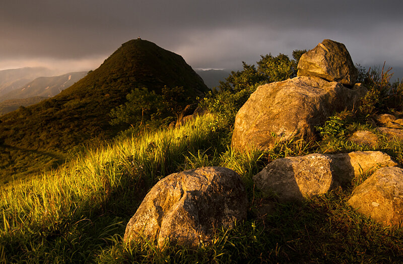Mountain Peak at Sunrise — Green, Dramatic