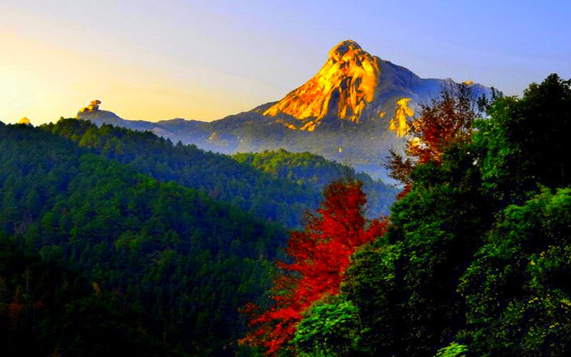 Mountain Peak at Sunrise — Green