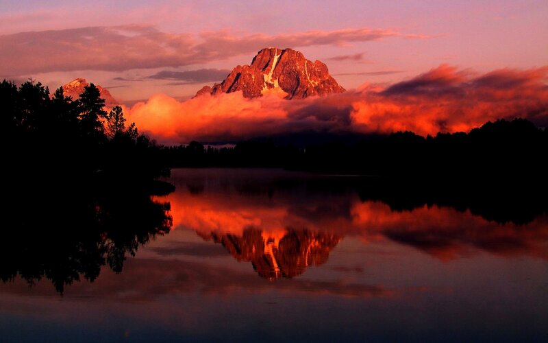 Mountain Peak at Sunrise — Orange, Dramatic