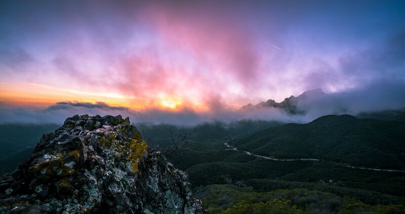 Mountain Peak at Sunrise — Purple, Dramatic