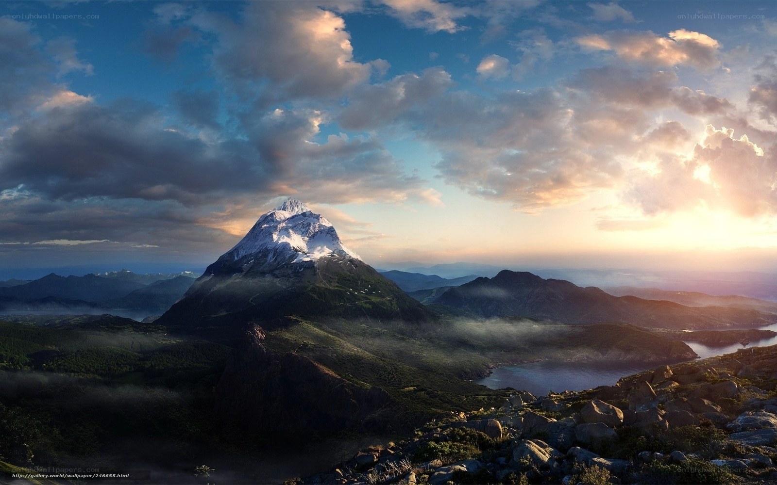 Mountain peak at sunrise