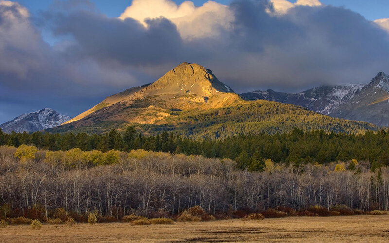 Mountain peak at sunset