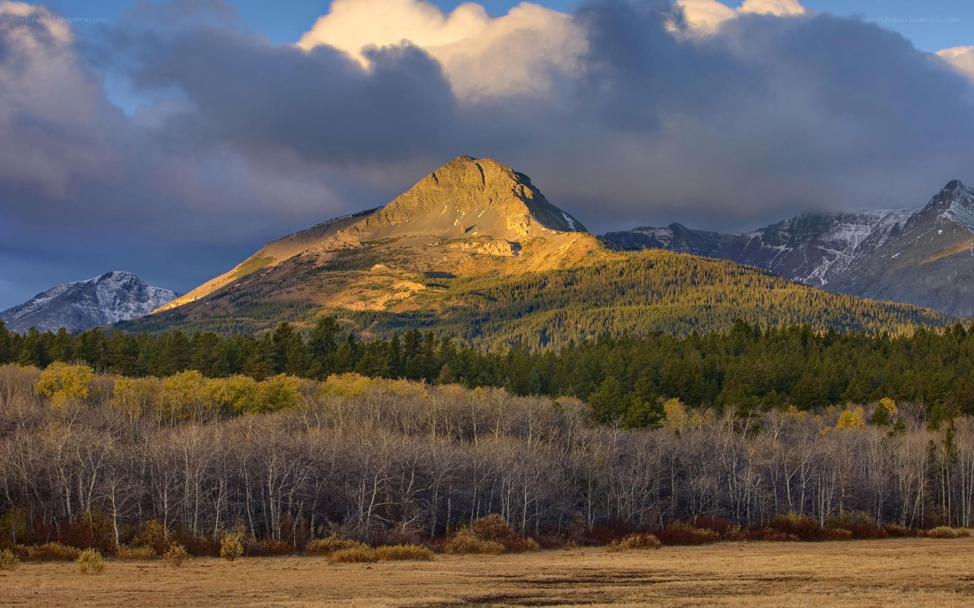 Mountain peak at sunset