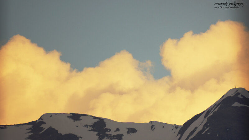 mountain peak at sunset