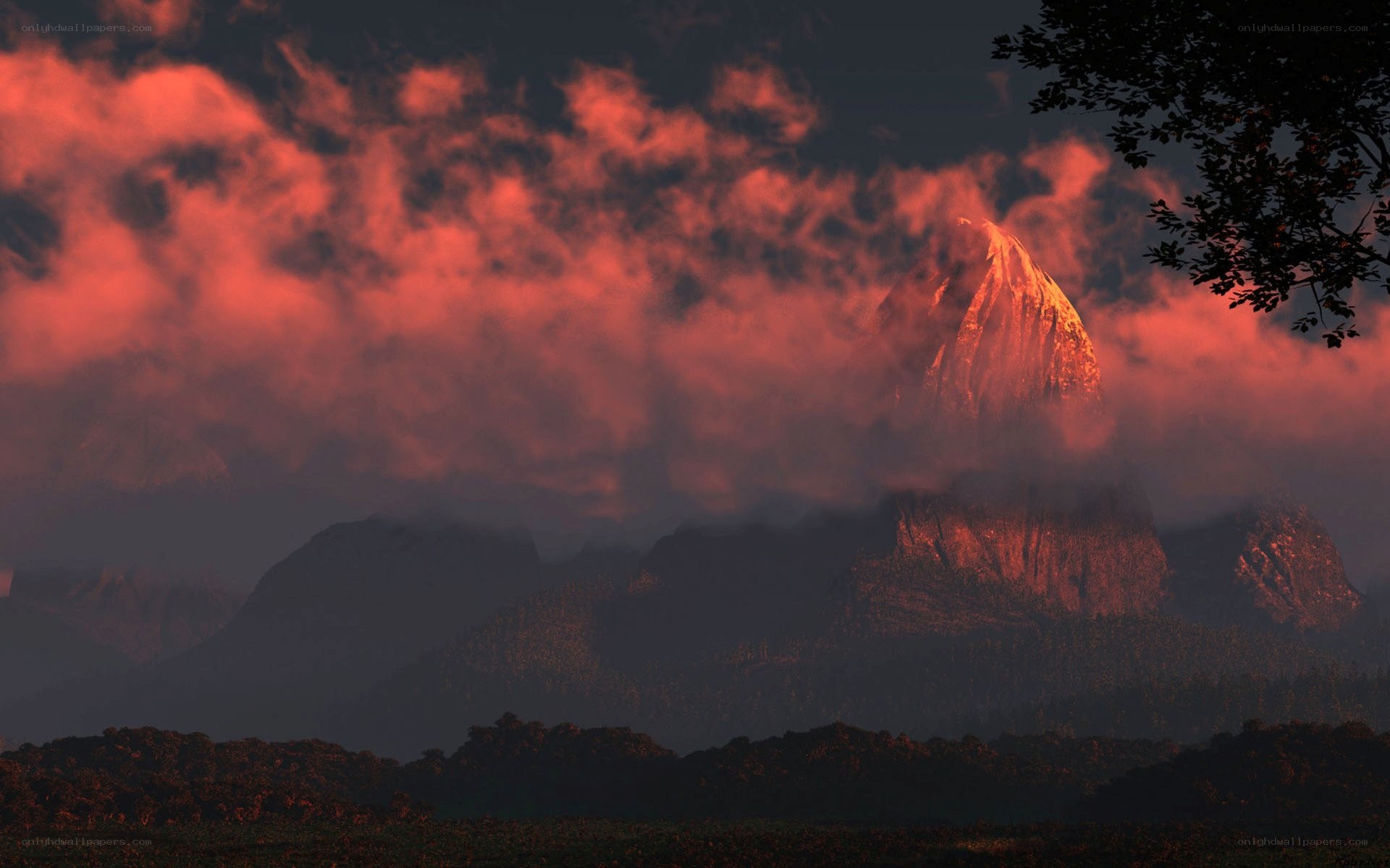 mountain peak at sunset