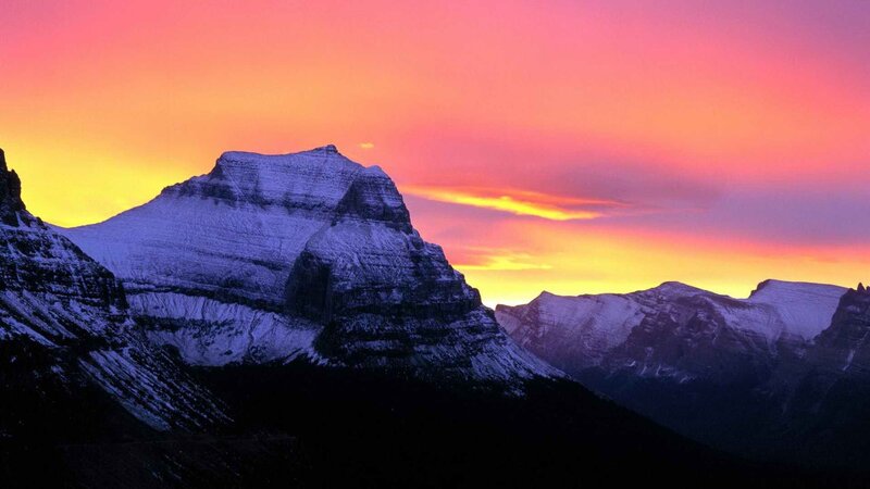 mountain peak at sunset