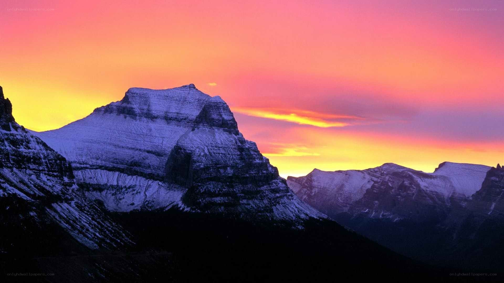 mountain peak at sunset