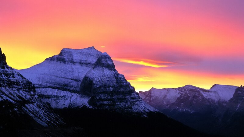 Mountain peak at sunset
