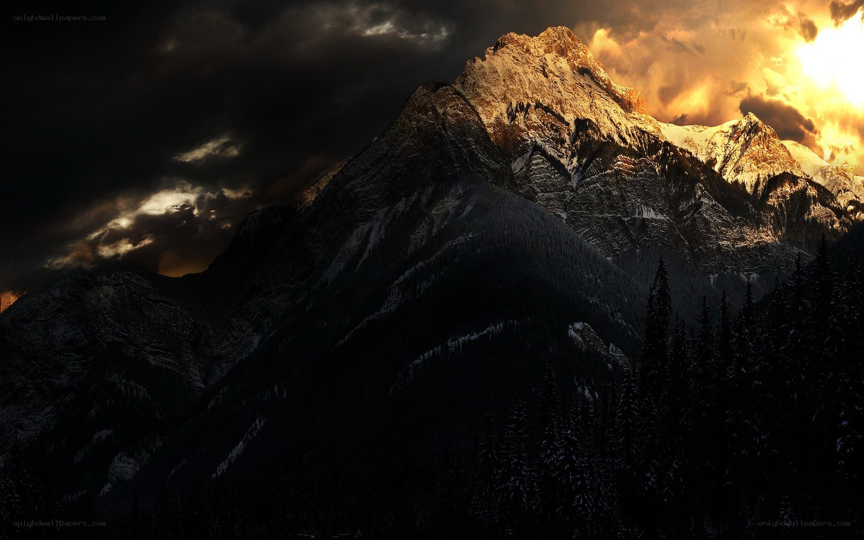 Mountain peak at sunset