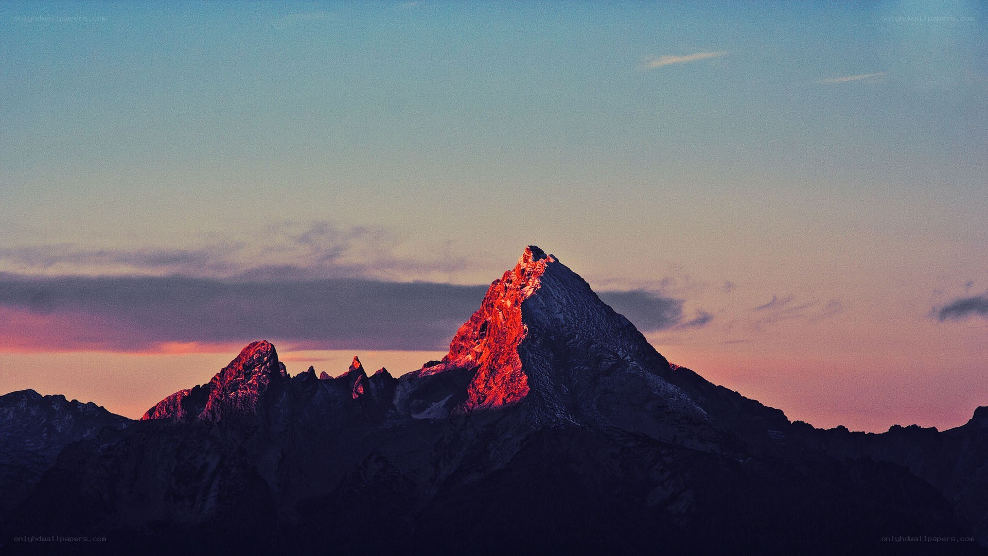 mountain peak at sunset