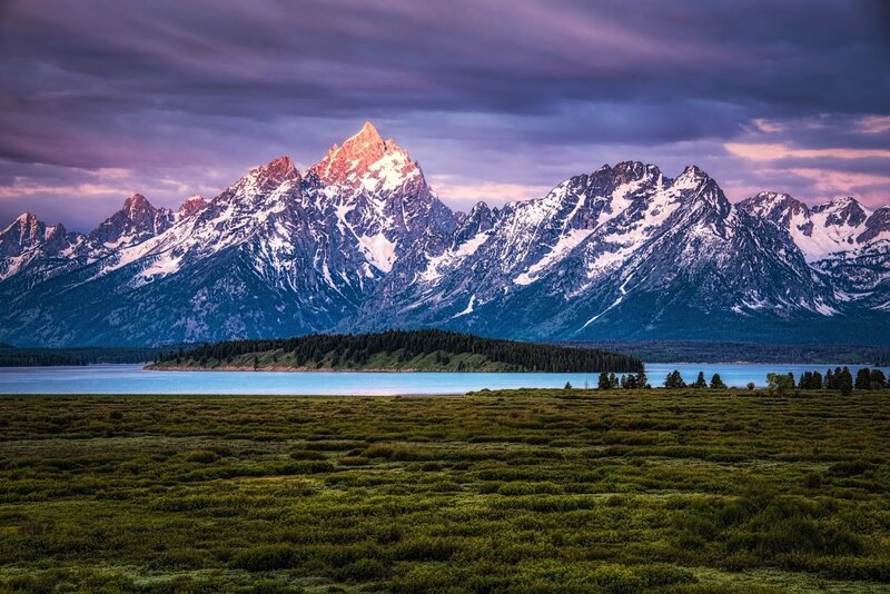 Mountain peak at sunset