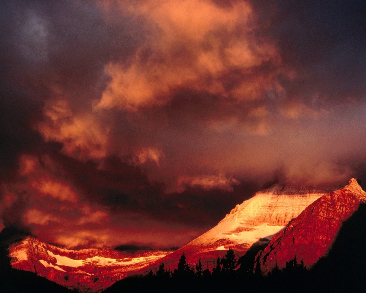 Mountain peak at sunset