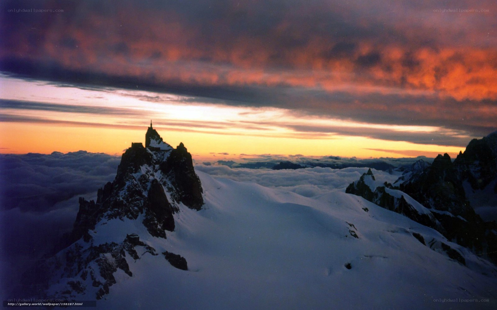 Mountain peak at sunset