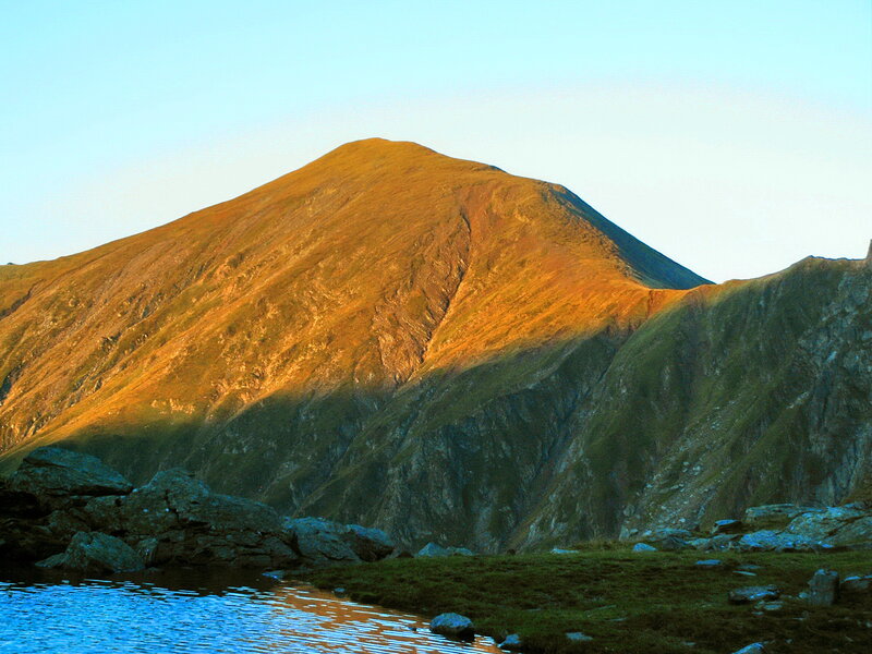 Mountain Peak at Sunset — Blue