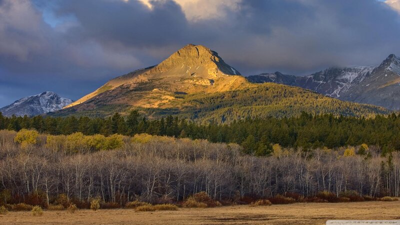 Mountain Peak at Sunset — Brown