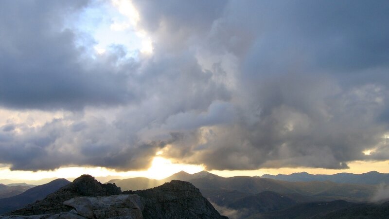 Mountain Peak at Sunset — Gray