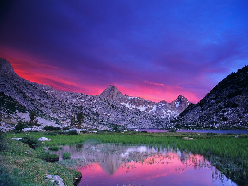 Mountain Peak at Sunset — Purple, Dramatic, Photograph, Mountains