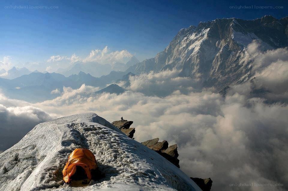 Mountain peak campsite