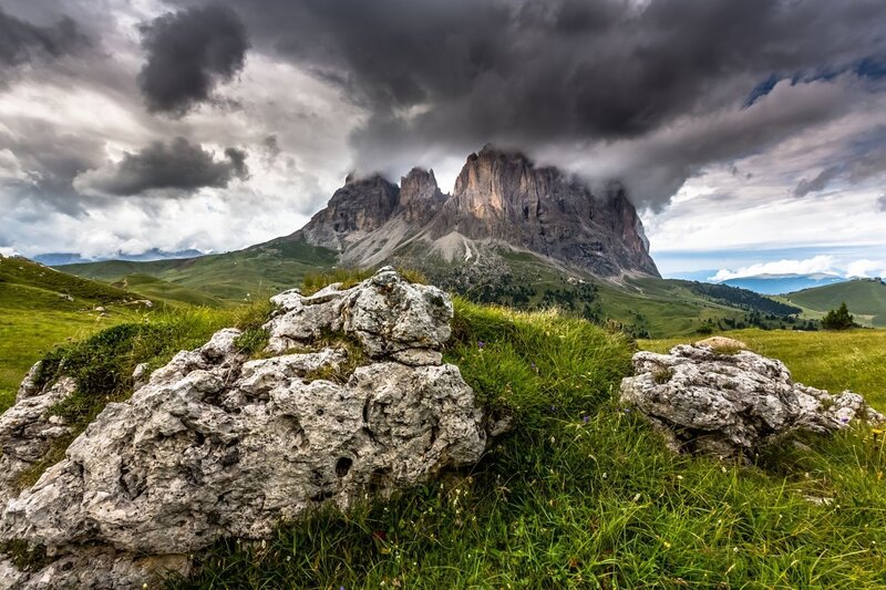 Mountain Peak in Alps — Green, Dramatic