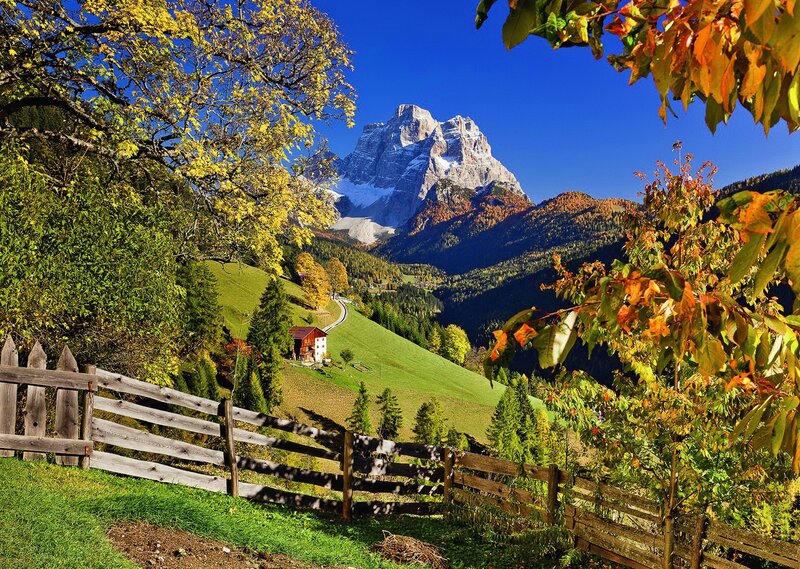 Mountain Peak in Autumn — Green