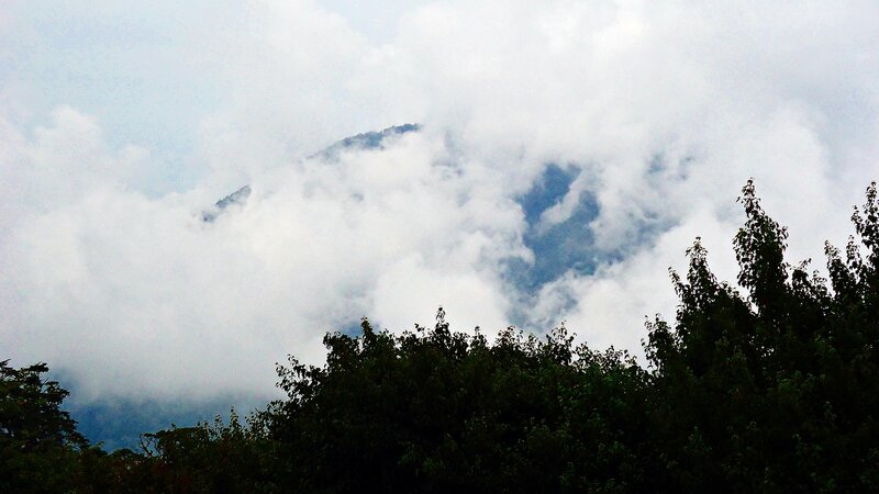 Mountain Peak in Clouds — White, Misty, Photograph